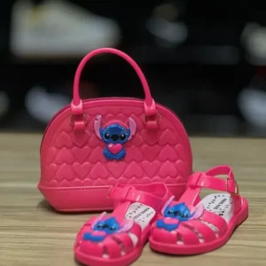 Kit Bolsa e Sandalia Stitch Rosa Baby