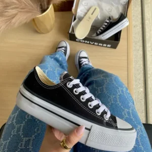 All Star Plataforma Preto Lona
