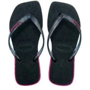 Chinelo Havaianas Preto/rosa Tropical