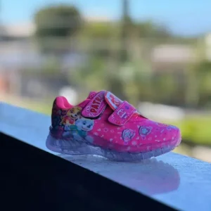 Tenis Velcro Led Patrulha Canina Rosa