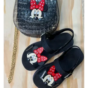 Kit Sandalia + Bolsa Minnie Preto